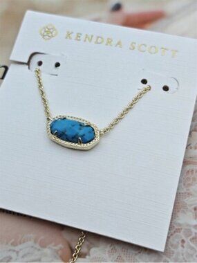 Kendra Scott Blue Gold Pendant Necklace